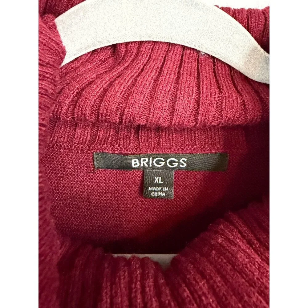 Briggs Womens XL Red Knit Sweater With Cowl Neck & Decorative Buckle Detail - Picture 2 of 5